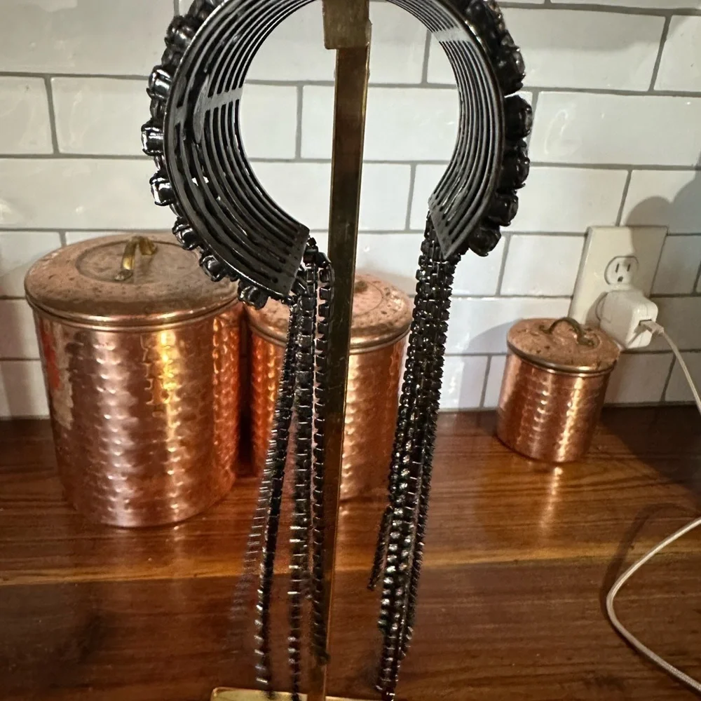 Elegant Black and Silver Crystal Bracelet by designer Erickson Beamon